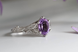 amethyst gemstone, engagement ring with amethyst