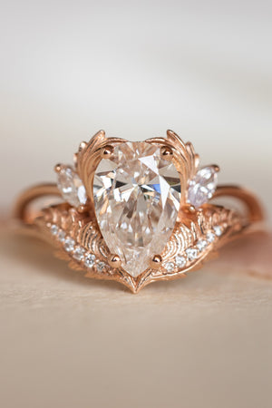 Lab grown diamond engagement ring, rose gold ring with pear cut gemstone / Adonis - Eden Garden Jewelry™