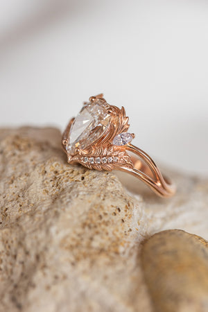 Lab grown diamond engagement ring, rose gold ring with pear cut gemstone / Adonis - Eden Garden Jewelry™