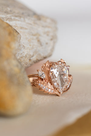 Lab grown diamond engagement ring, rose gold ring with pear cut gemstone / Adonis - Eden Garden Jewelry™