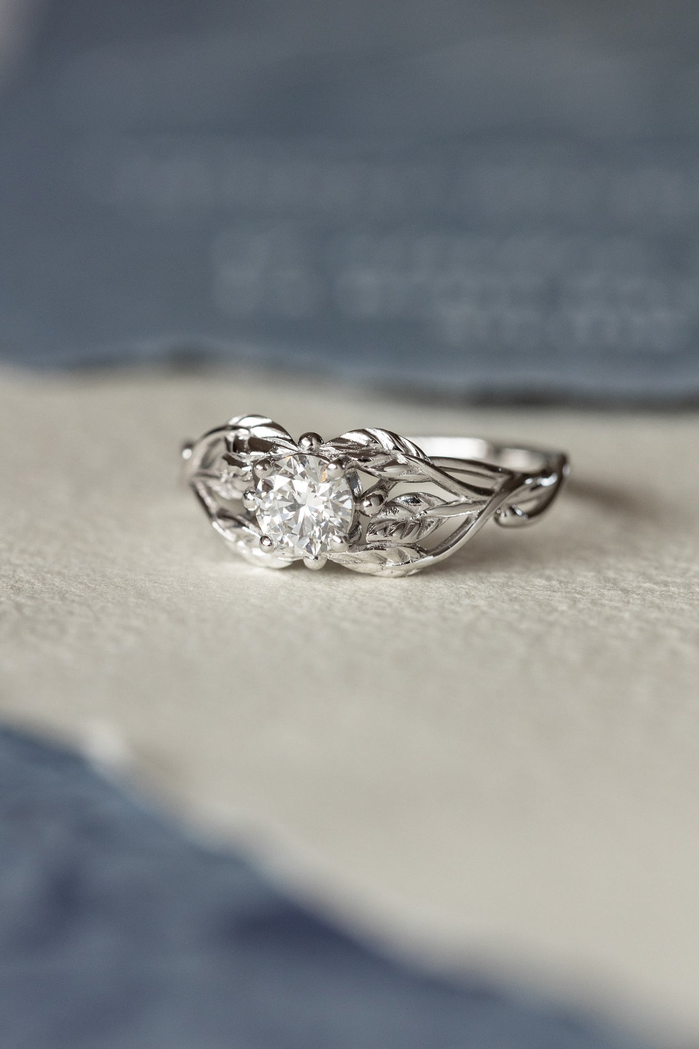 Lab grown diamond branch engagement ring, white gold ring with ethical diamond / Tilia - Eden Garden Jewelry™