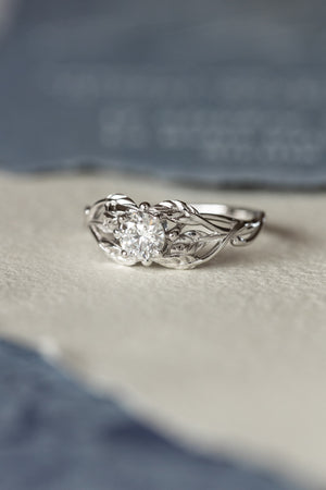 Lab grown diamond branch engagement ring, white gold ring with ethical diamond / Tilia - Eden Garden Jewelry™