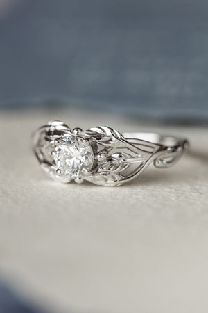 Lab grown diamond branch engagement ring, white gold ring with ethical diamond / Tilia - Eden Garden Jewelry™