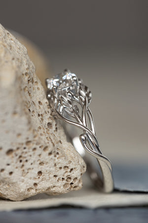 Lab grown diamond branch engagement ring, white gold ring with ethical diamond / Tilia - Eden Garden Jewelry™