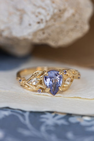 Natural purple sapphire engagement ring with accents moonstones and tanzanites / Patricia - Eden Garden Jewelry™