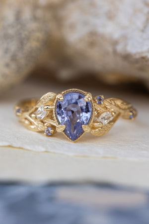 Natural purple sapphire engagement ring with accents moonstones and tanzanites / Patricia - Eden Garden Jewelry™