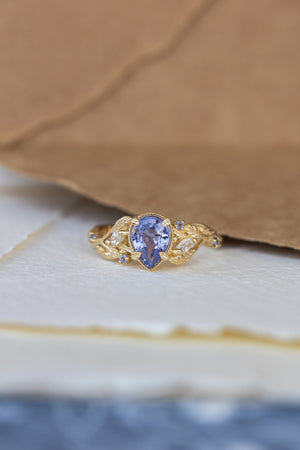 Natural purple sapphire engagement ring with accents moonstones and tanzanites / Patricia - Eden Garden Jewelry™