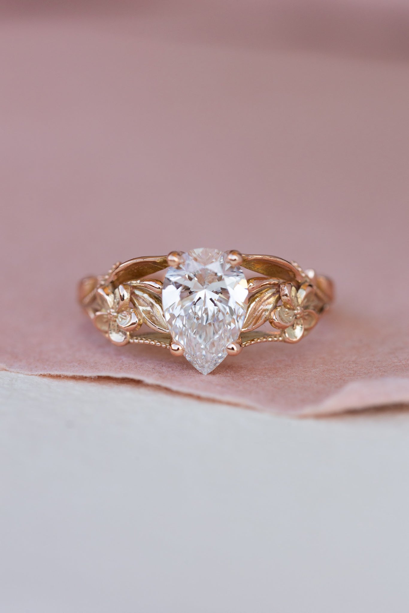 Big lab grown diamond engagement ring, rose gold flower promise ring / Eloise - Eden Garden Jewelry™