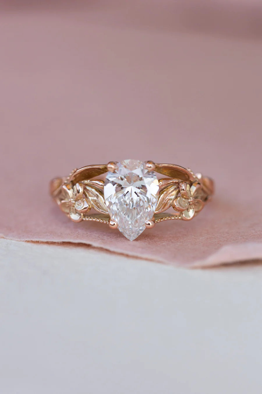 READY TO SHIP: Eloise engagement ring in 14K rose gold, big lab grown diamond, 10x7 mm, AVAILABLE RING SIZES: 5.25 - 8.25 US