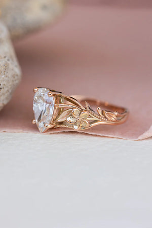 READY TO SHIP: Eloise engagement ring in 14K rose gold, big lab grown diamond, 10x7 mm, AVAILABLE RING SIZES: 5.25 - 8.25 US