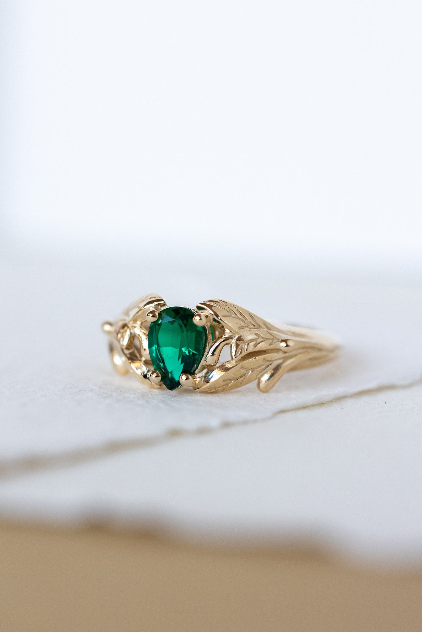 Lab emerald ring, engagement ring for woman / Wisteria - Eden Garden Jewelry™