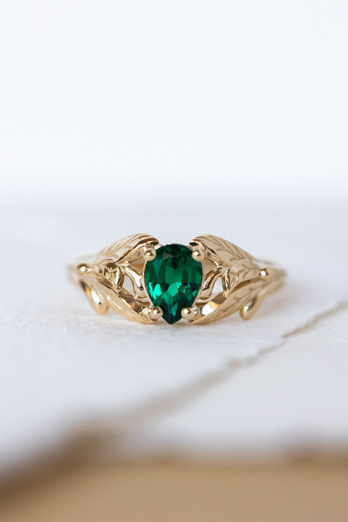 Lab emerald ring, engagement ring for woman / Wisteria - Eden Garden Jewelry™