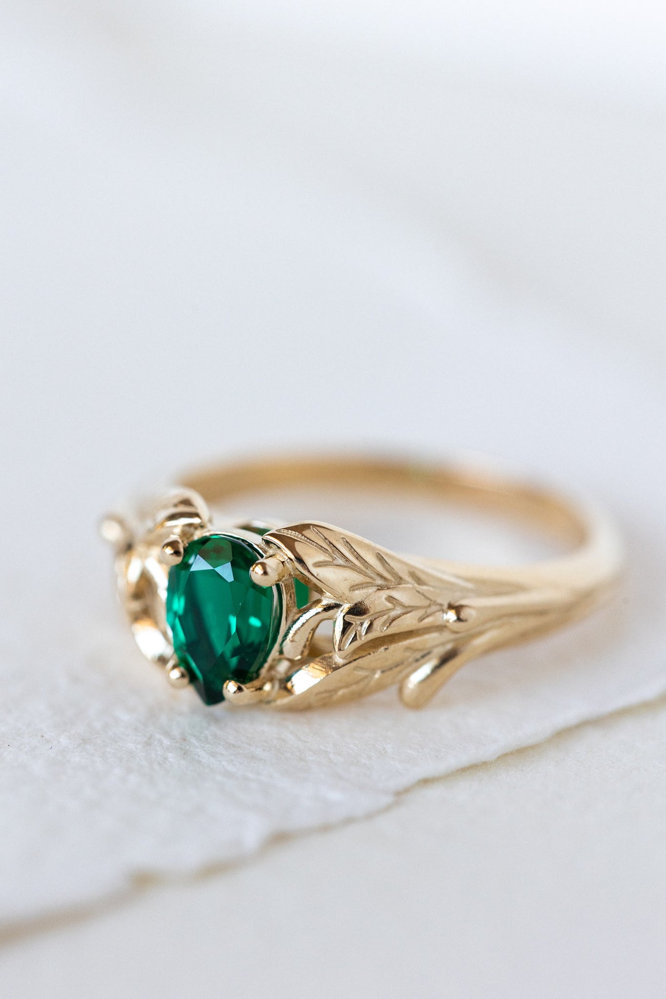 Lab emerald ring, engagement ring for woman / Wisteria - Eden Garden Jewelry™