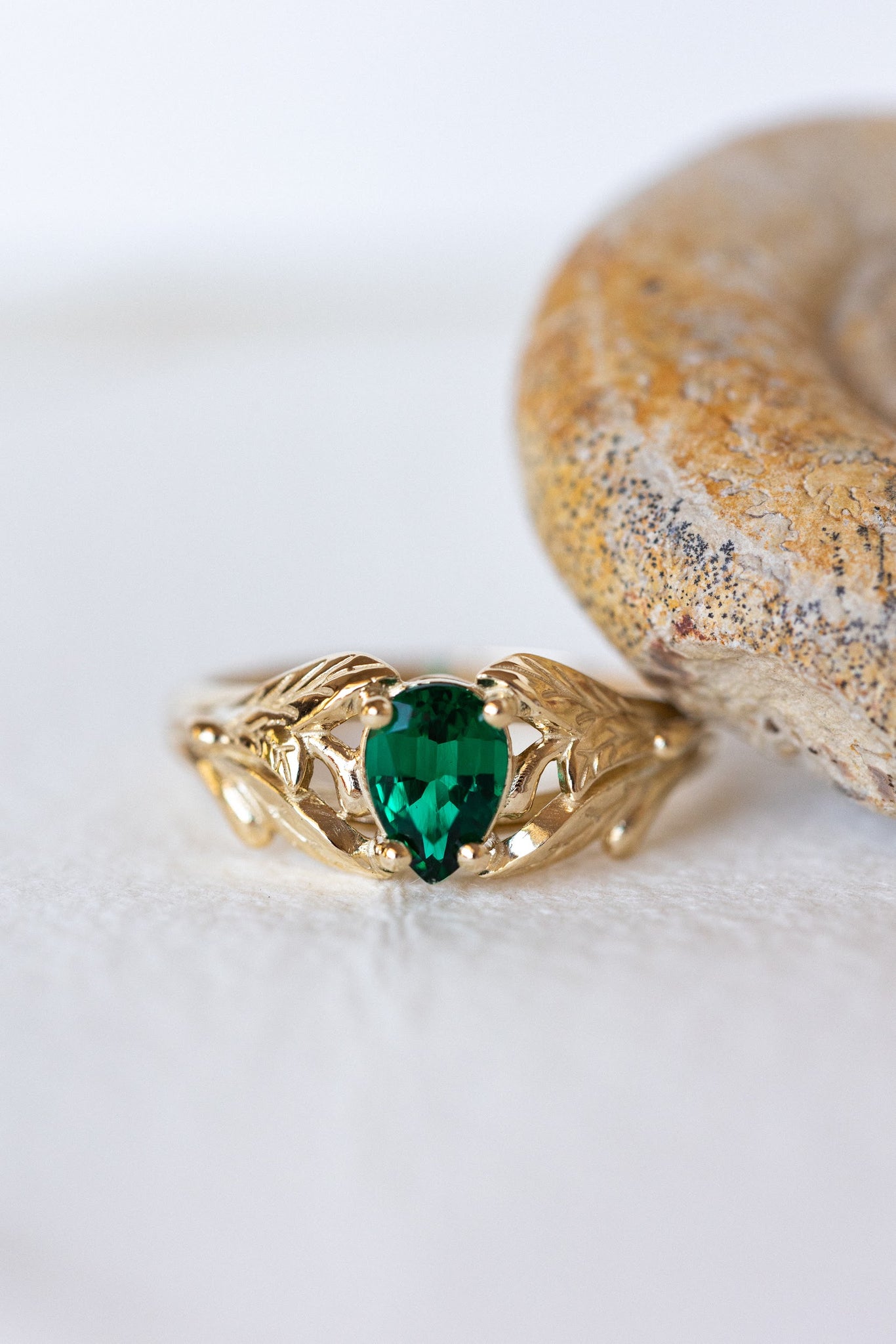 Lab emerald ring, engagement ring for woman / Wisteria - Eden Garden Jewelry™