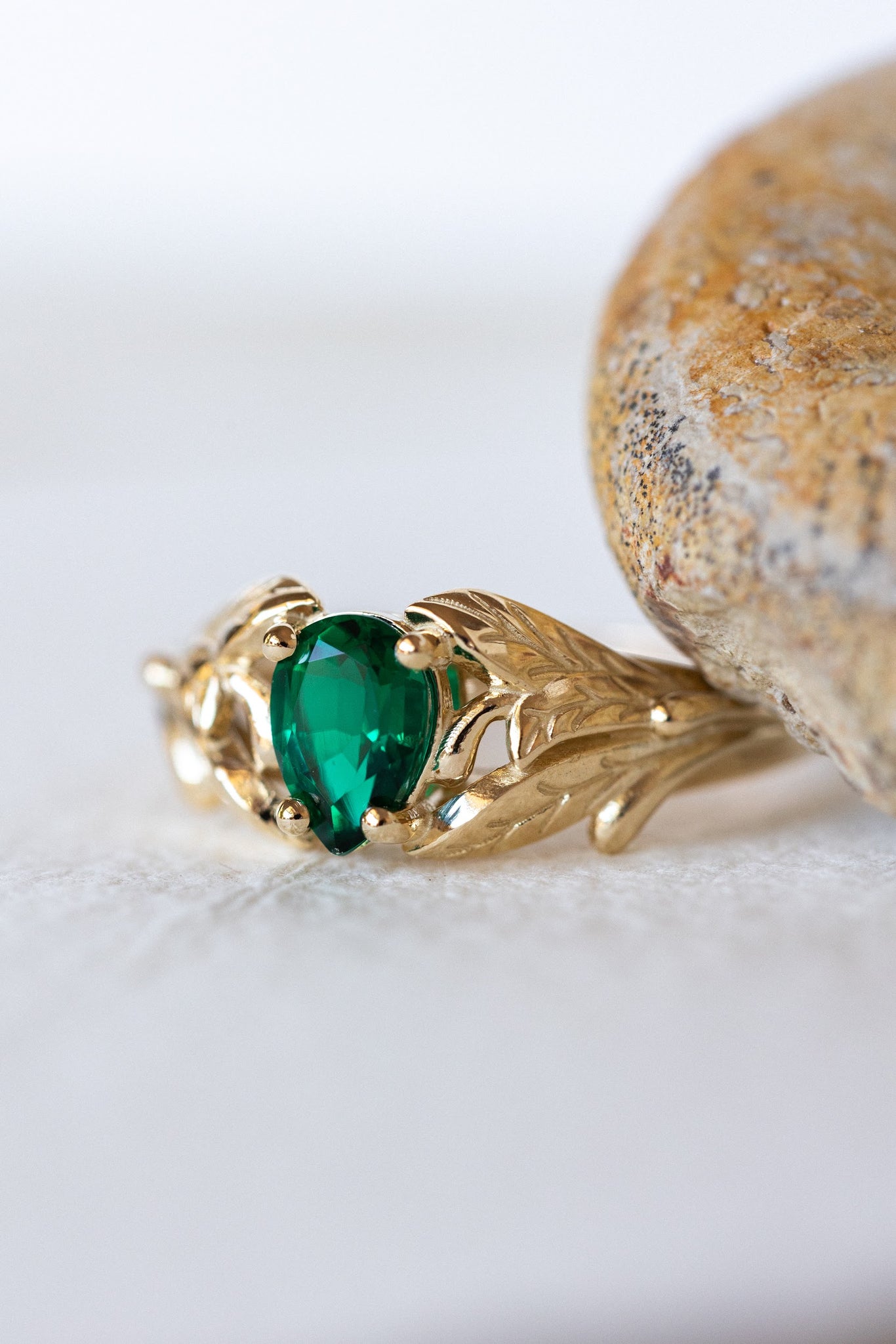 Lab emerald ring, engagement ring for woman / Wisteria - Eden Garden Jewelry™