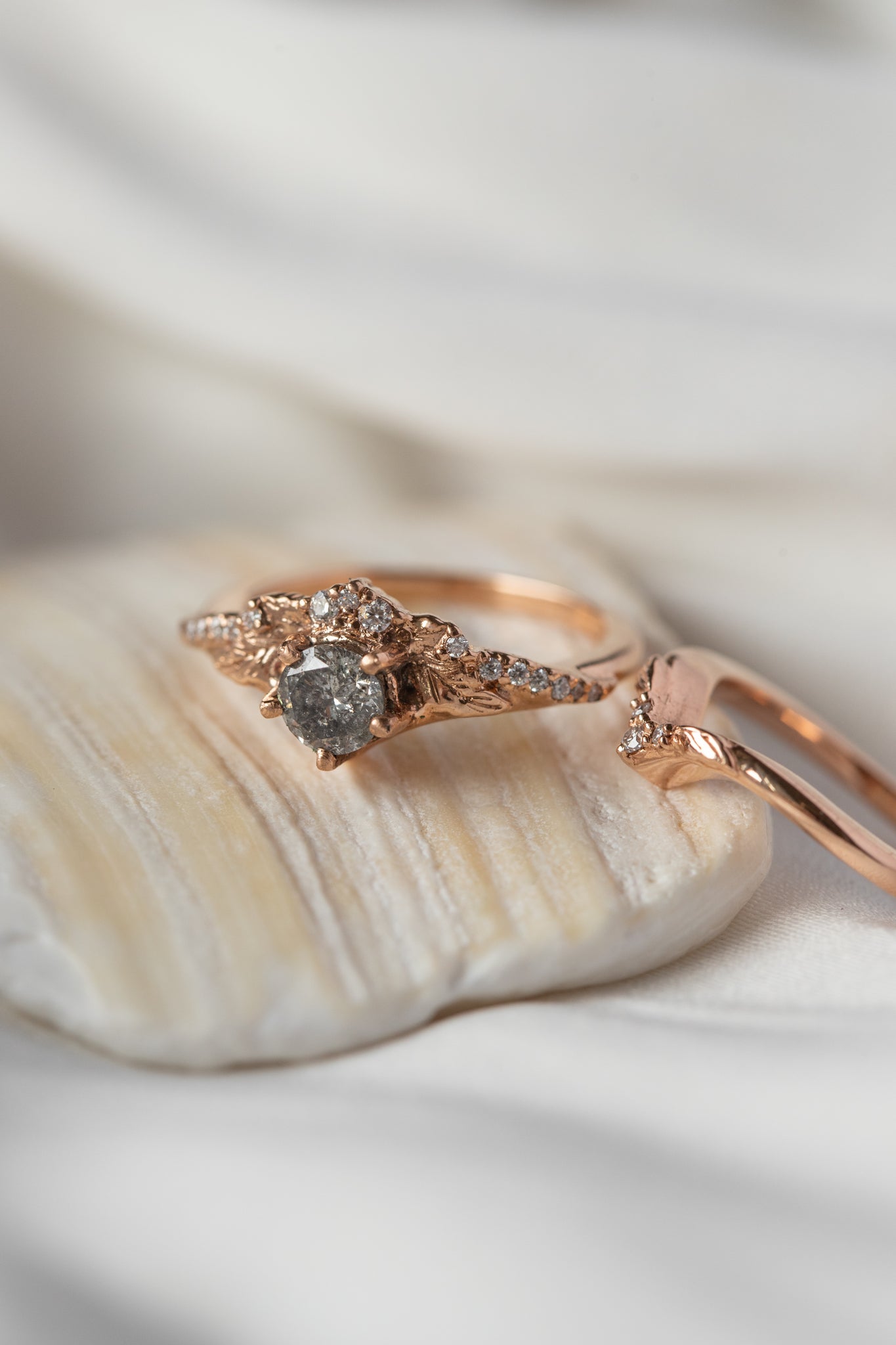 Nature inspired wedding ring / matching band for Amelia - Eden Garden Jewelry™