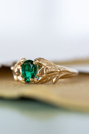 Lab emerald ring, engagement ring for woman / Wisteria - Eden Garden Jewelry™