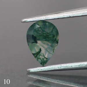 Moss agate | green color, pear-cut, 7x5mm, 0.65ct - choose yours