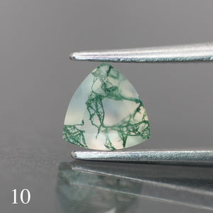 Moss agate | light green color, trillion-cut, 6mm, 0.5ct - choose yours