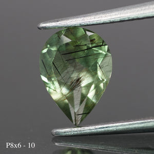 Rutile Peridot | natural, green color, pear-cut, 8x6mm, 1ct - choose yours