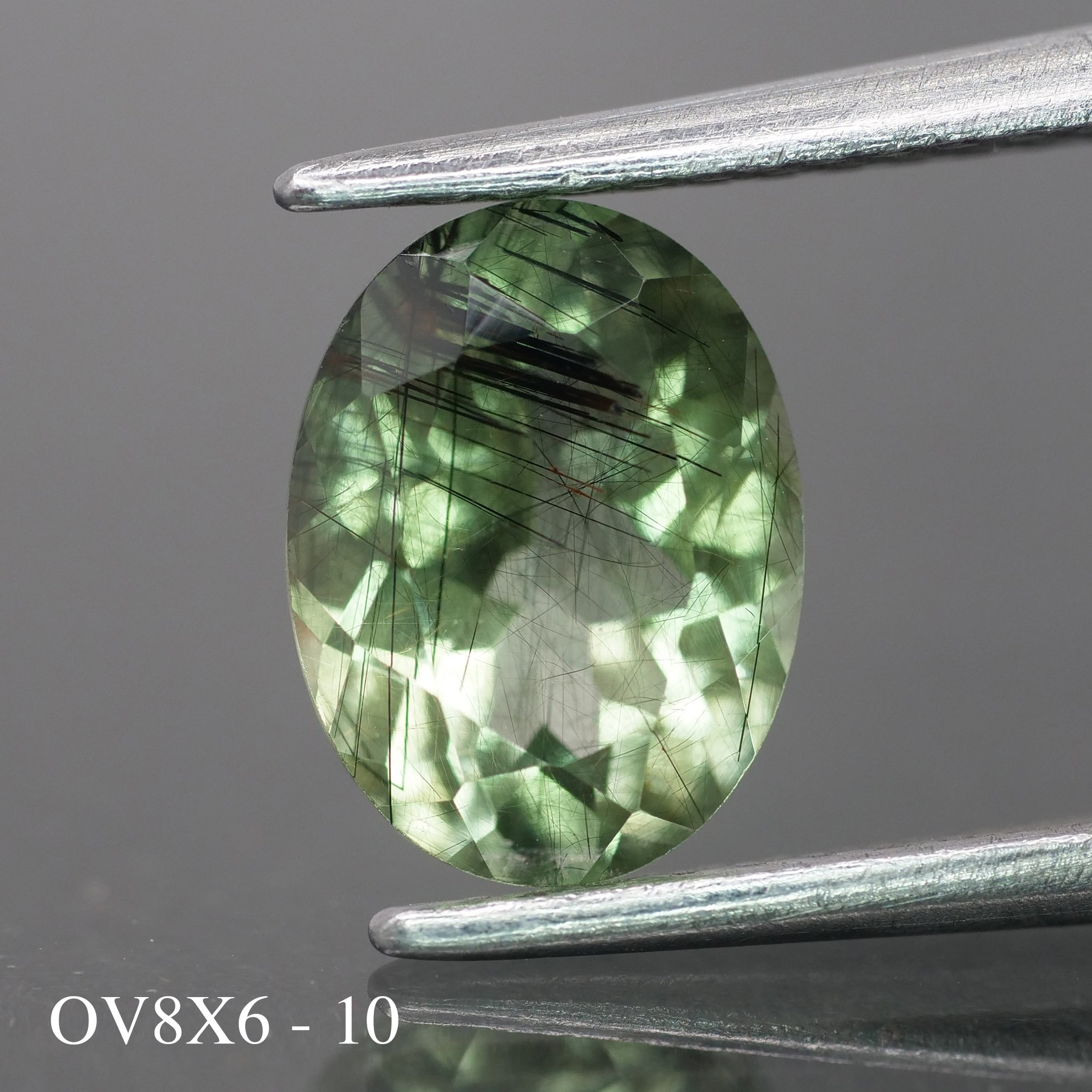 Rutile Peridot | natural, green color, oval-cut, 8x6mm, 1.2 ct - choose yours