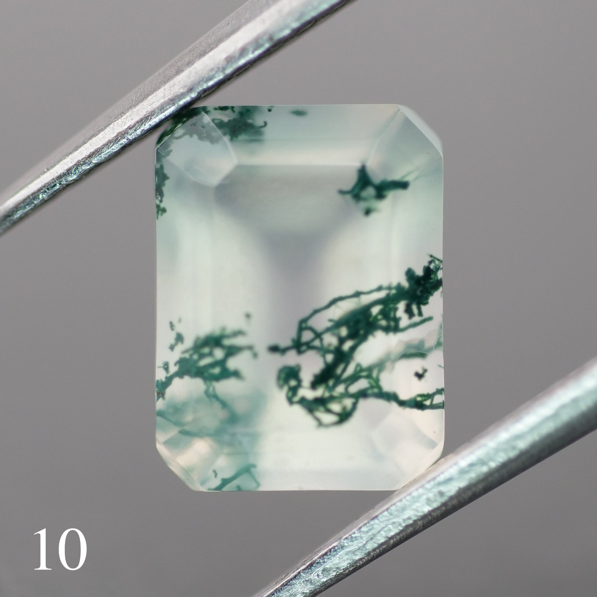 Moss agate | green color, emerald-cut, 8x6mm, 1.2ct - choose yours