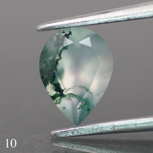 Moss agate | light green color, pear-cut, 8x6mm, 0.80ct - choose yours