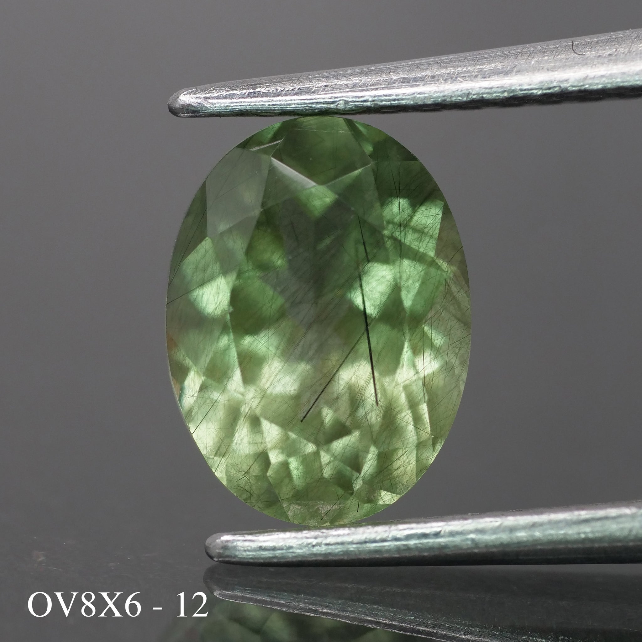 Rutile Peridot | natural, green color, oval-cut, 8x6mm, 1.2 ct - choose yours