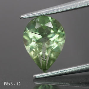 Rutile Peridot | natural, green color, pear-cut, 8x6mm, 1ct - choose yours