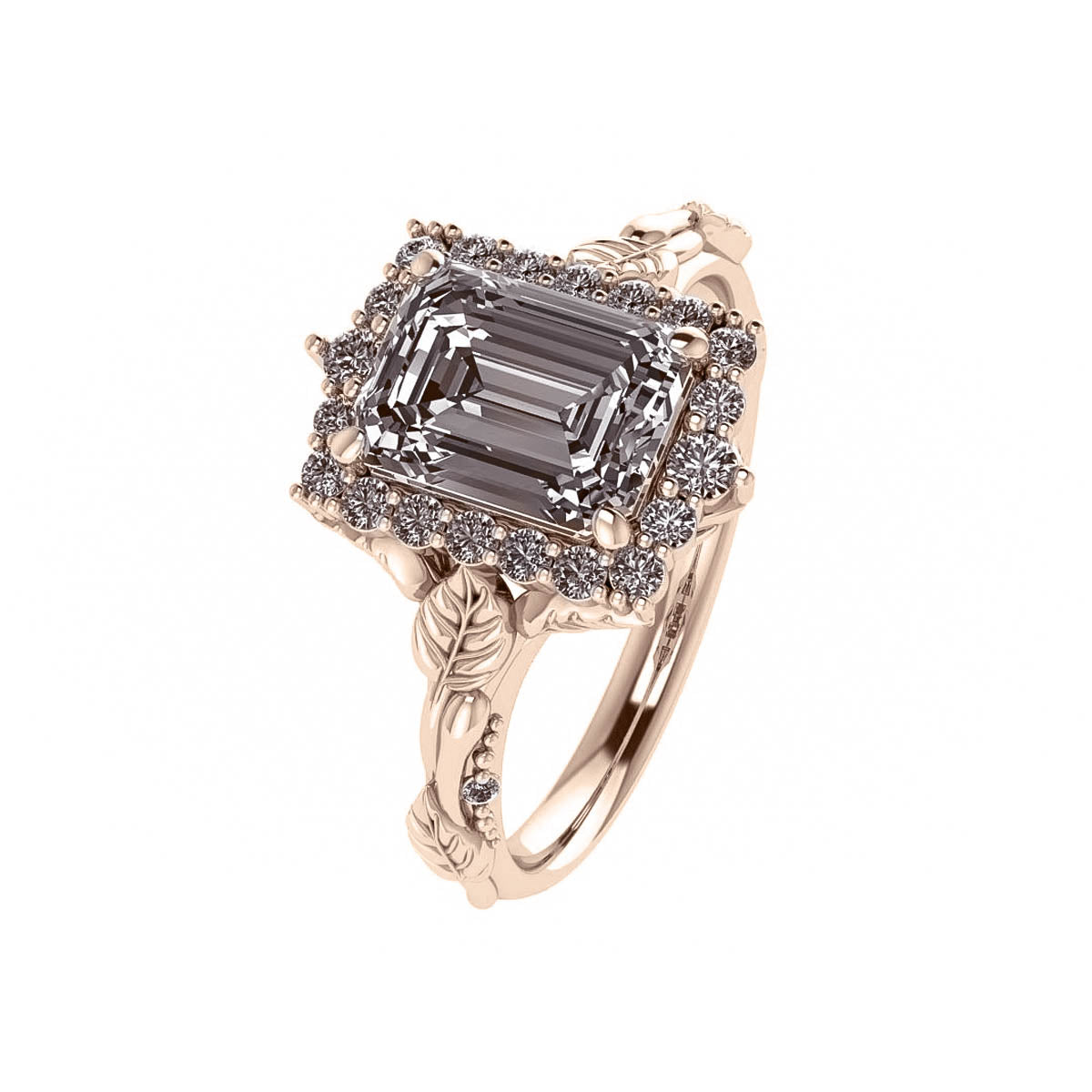 Florentina | custom engagement ring with emerald cut gemstone 8x6 mm - Eden Garden Jewelry™