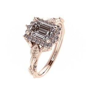 Florentina | custom engagement ring with emerald cut gemstone 7x5 mm - Eden Garden Jewelry™