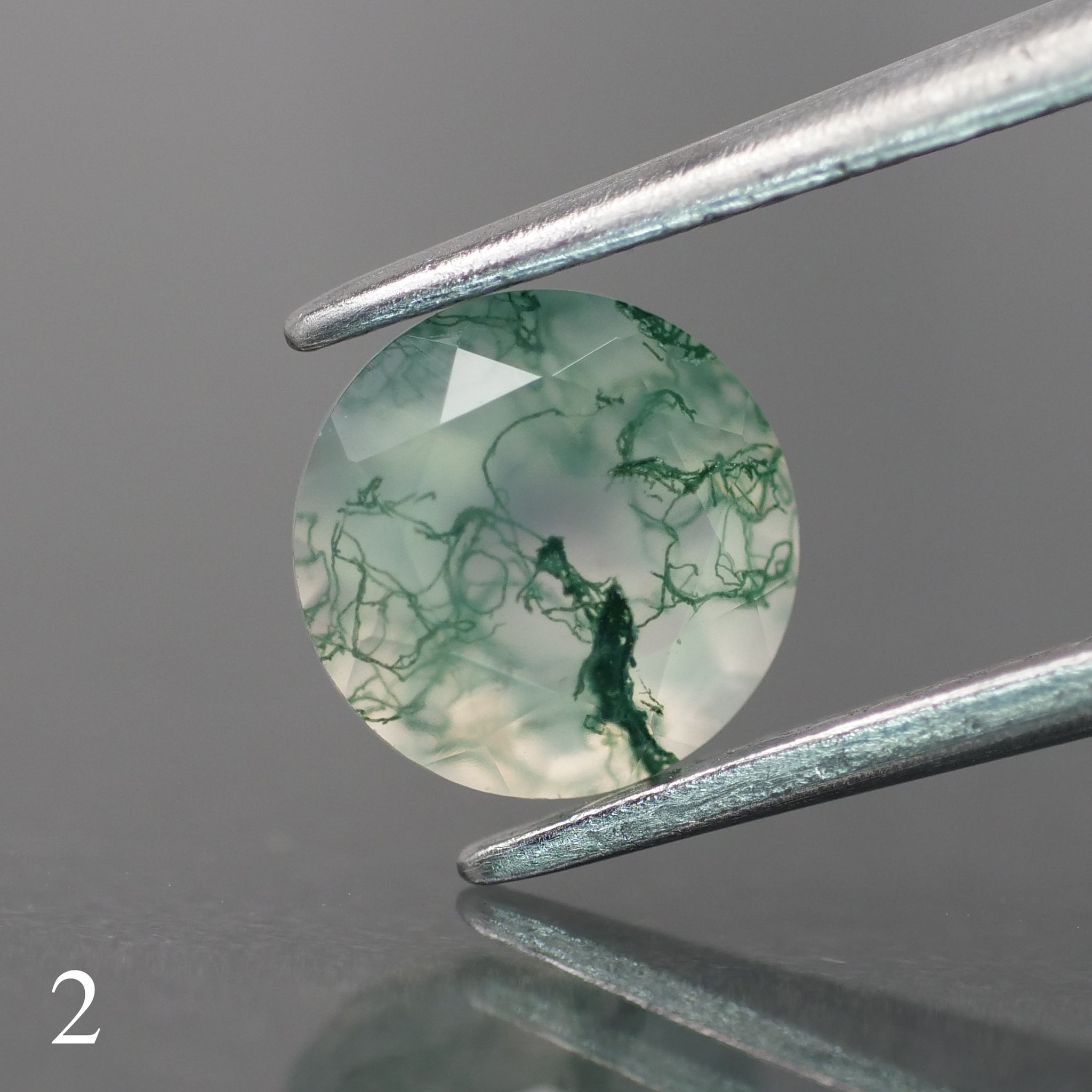 Moss agate | light green color, round-cut, 6.5mm, 1ct - choose yours