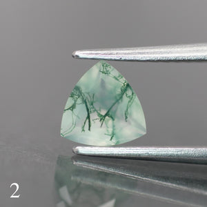 Moss agate | light green color, trillion-cut, 6mm, 0.5ct - choose yours