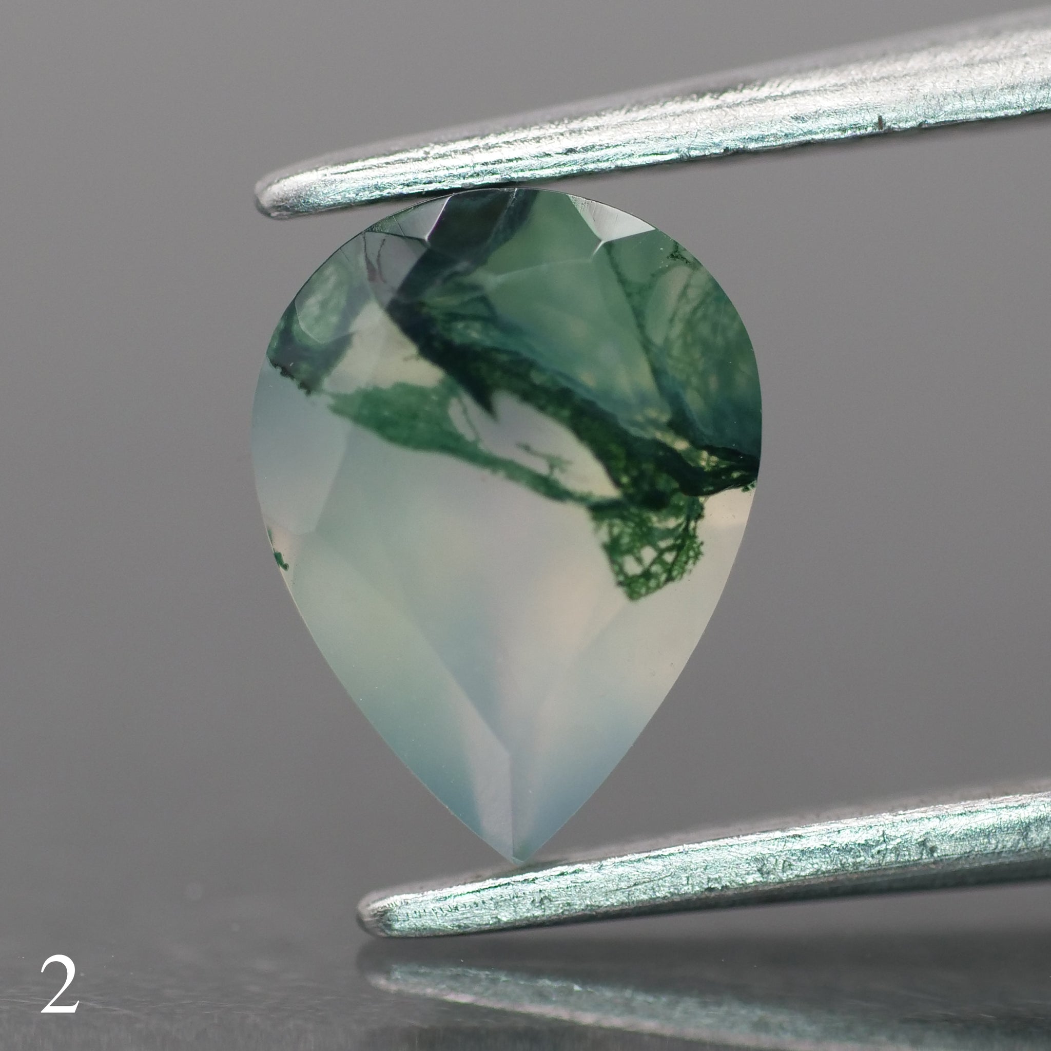 Moss agate | light green color, pear-cut, 8x6mm, 0.80ct - choose yours