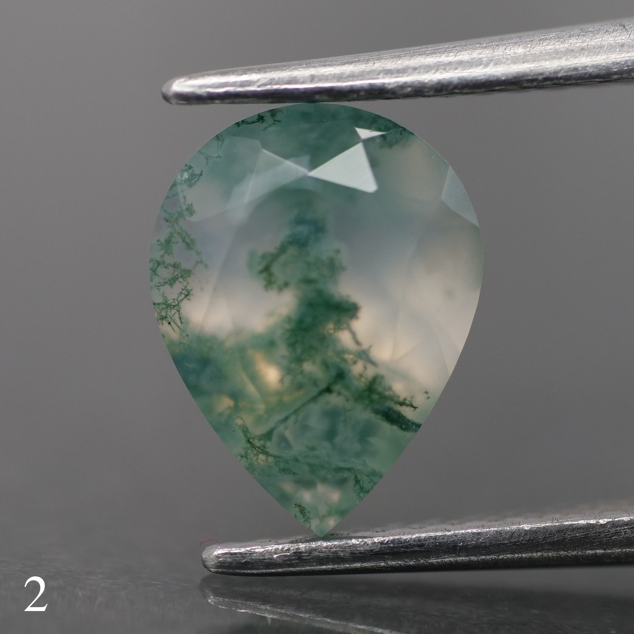 Moss agate | green color, pear-cut, 9x7mm, 1.2ct - choose yours