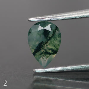 Moss agate | green color, pear-cut, 7x5mm, 0.65ct - choose yours