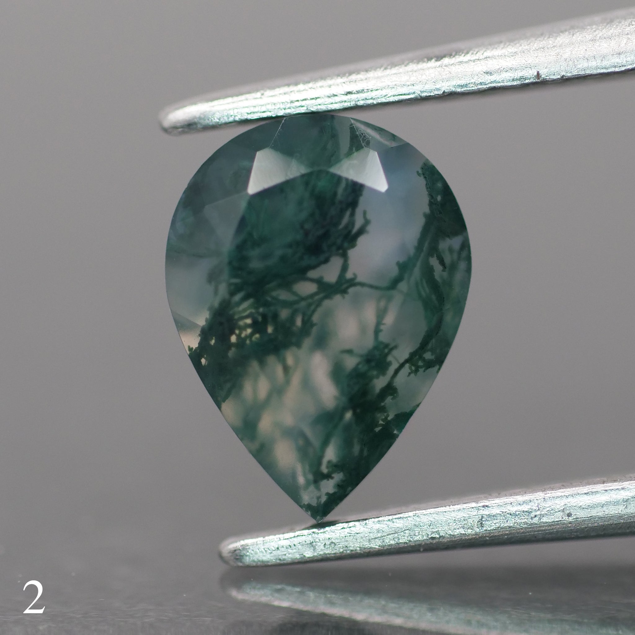 Moss agate | green color, pear-cut, 8x6mm, 0.80ct - choose yours