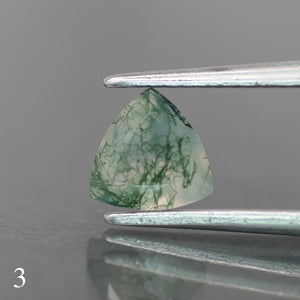 Moss agate | green color, trillion-cut, 6mm, 0.5ct - choose yours