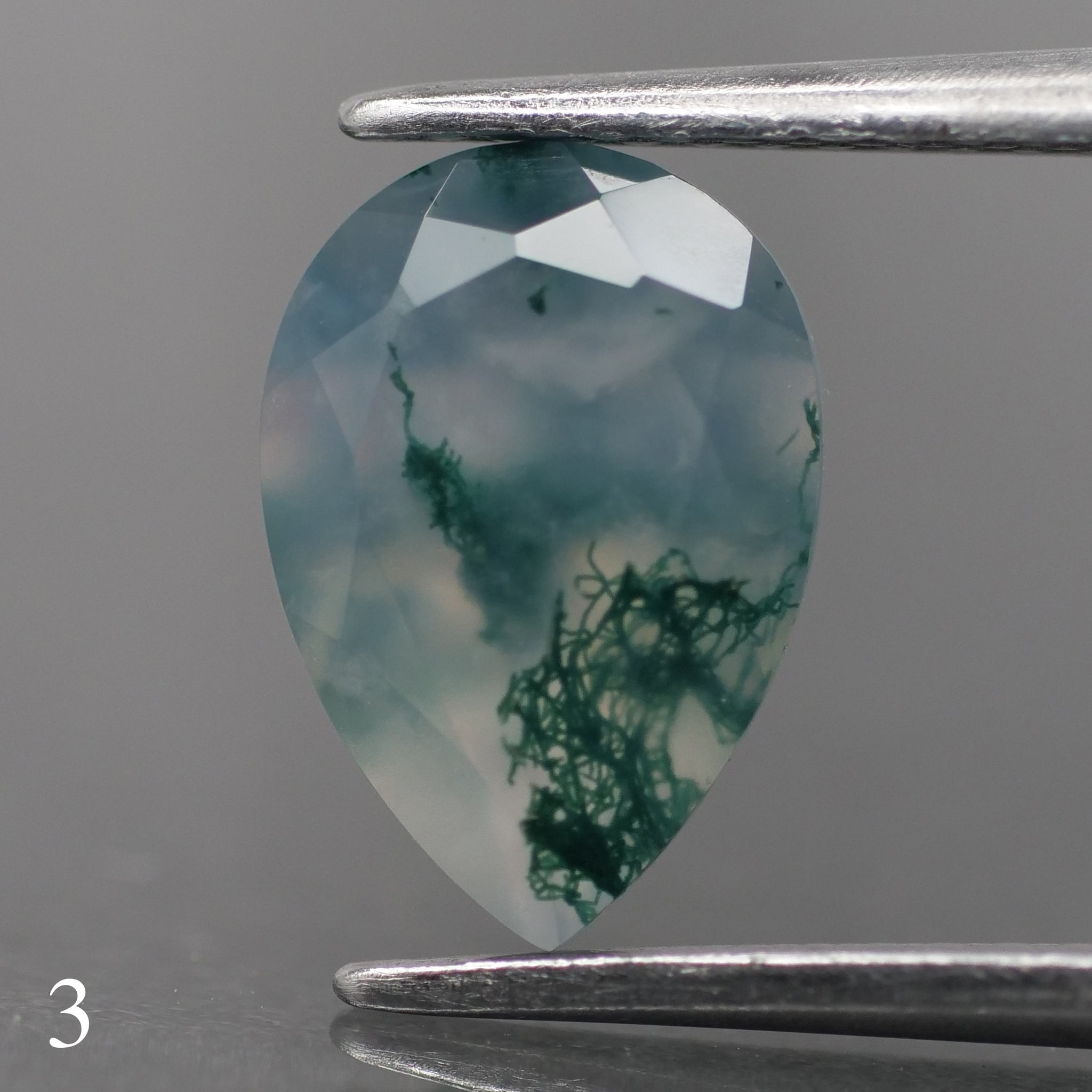 Moss agate | green color, pear-cut, 10x7mm, 1.6ct - choose yours