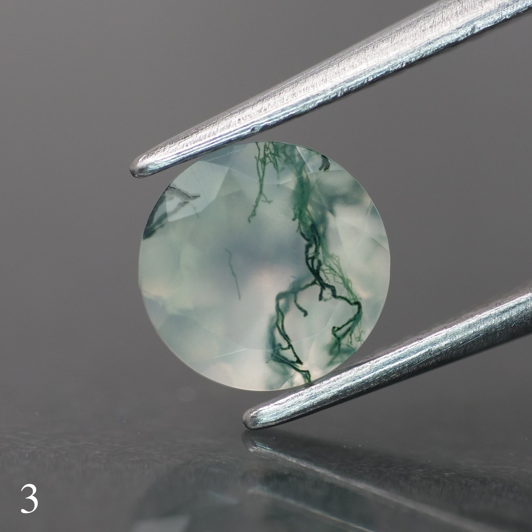 Moss agate | light green color, round-cut, 6.5mm, 1ct - choose yours