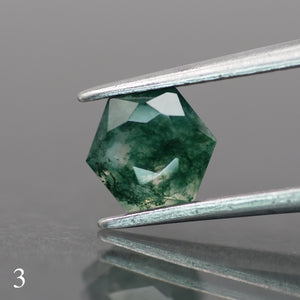 Moss agate | green color, hexagon-cut, 6mm, 1ct - choose yours