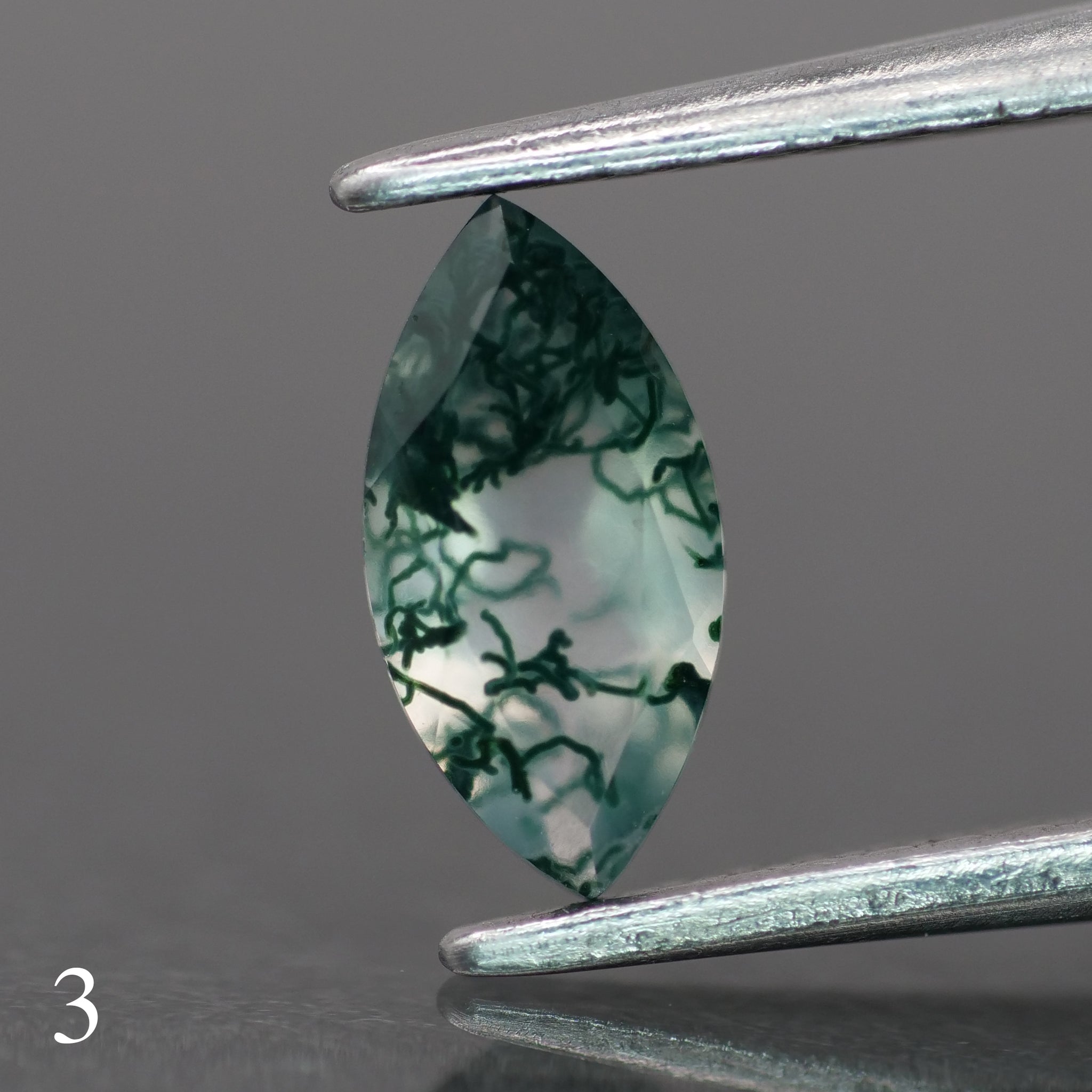 Moss agate | green color, marquise-cut, 8x4mm, 0.6ct - choose yours