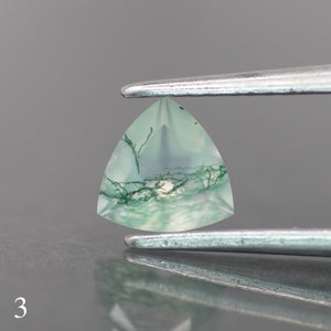 Moss agate | light green color, trillion-cut, 6mm, 0.5ct - choose yours