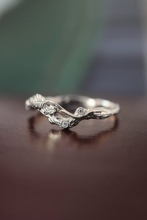 READY TO SHIP: Twig wedding band in 14K white gold, moissanites, AVAILABLE RING SIZES: 7-9 US - Eden Garden Jewelry™