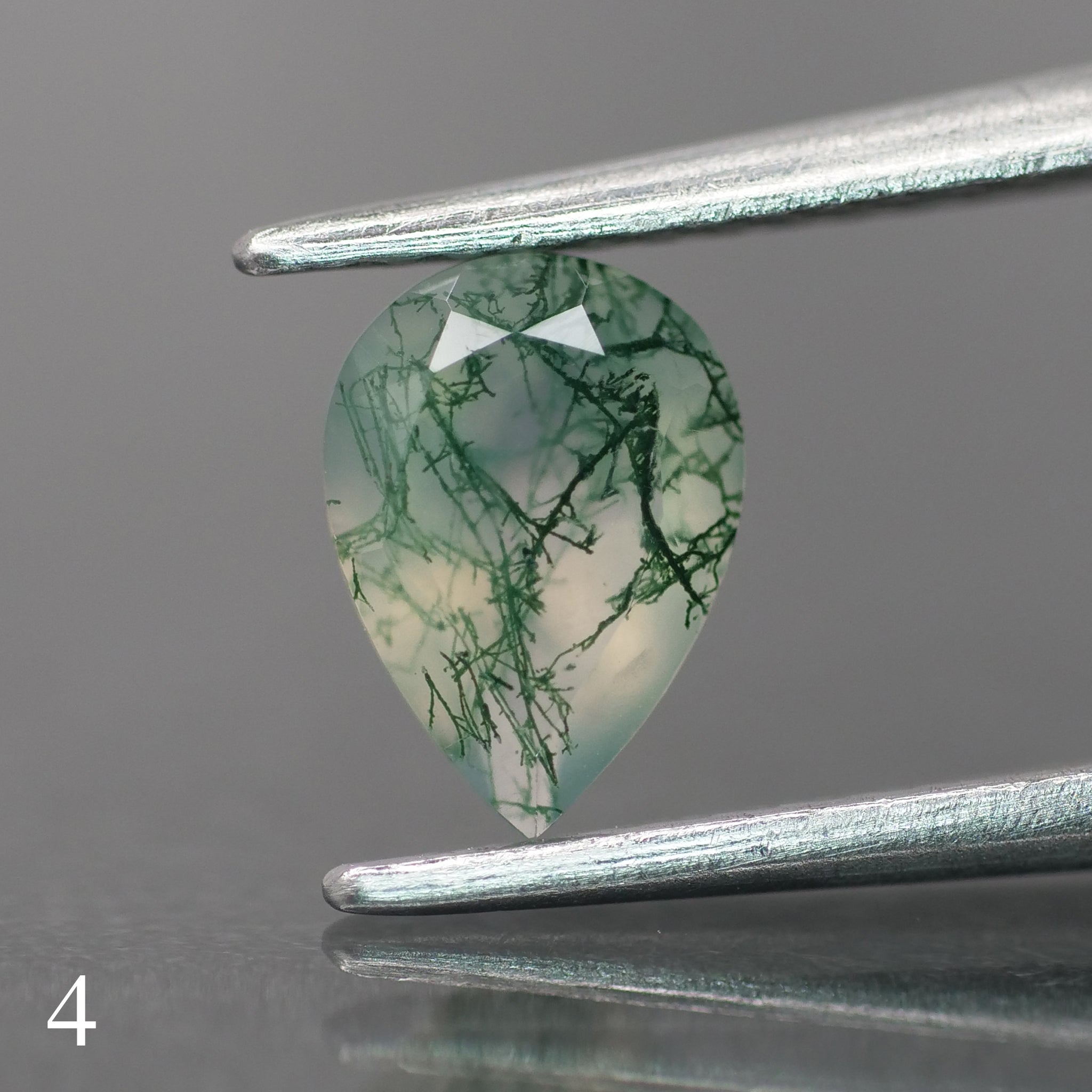 Moss agate | green color, pear-cut, 7x5mm, 0.65ct - choose yours