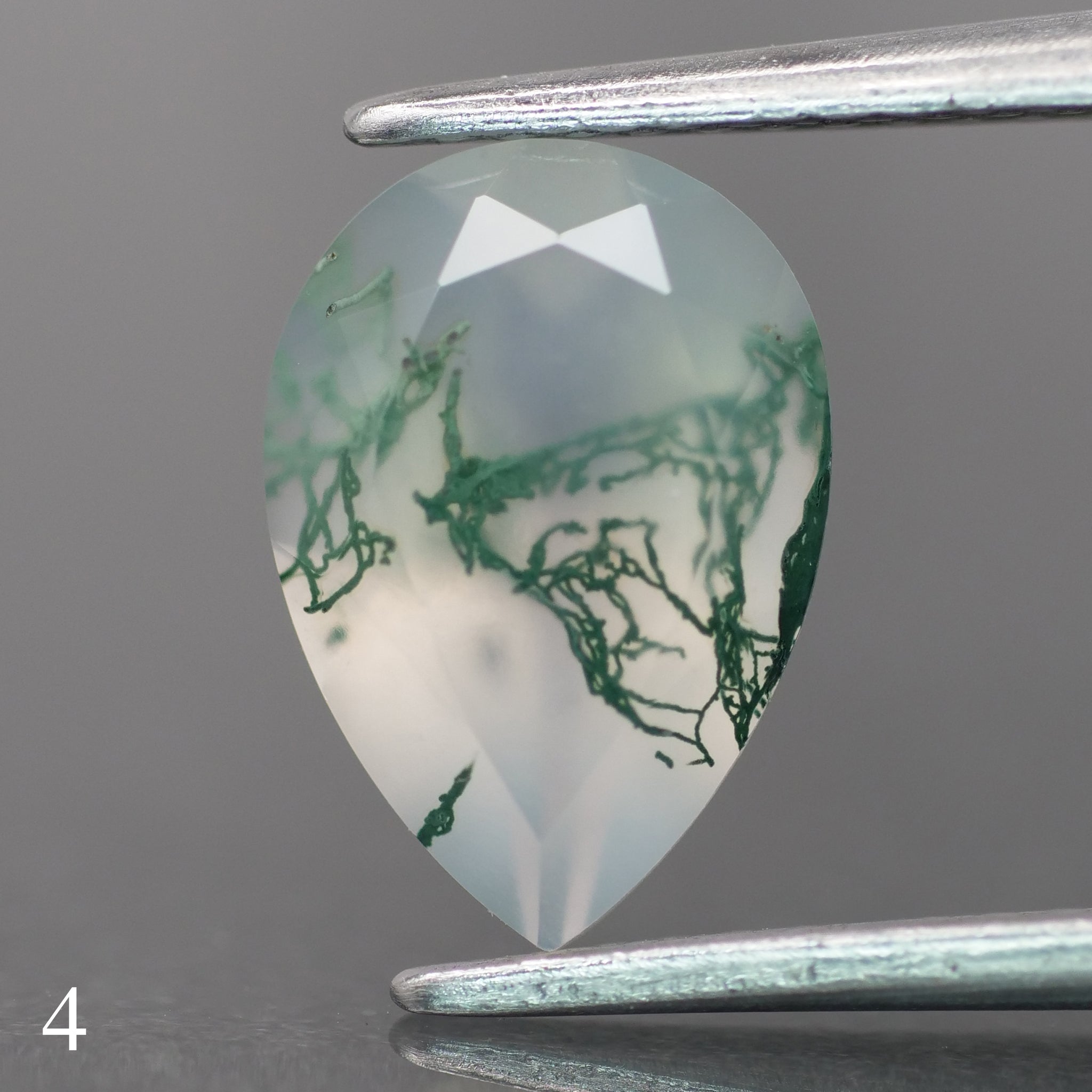 Moss agate | light green color, pear-cut, 10x7mm, 1.6ct - choose yours