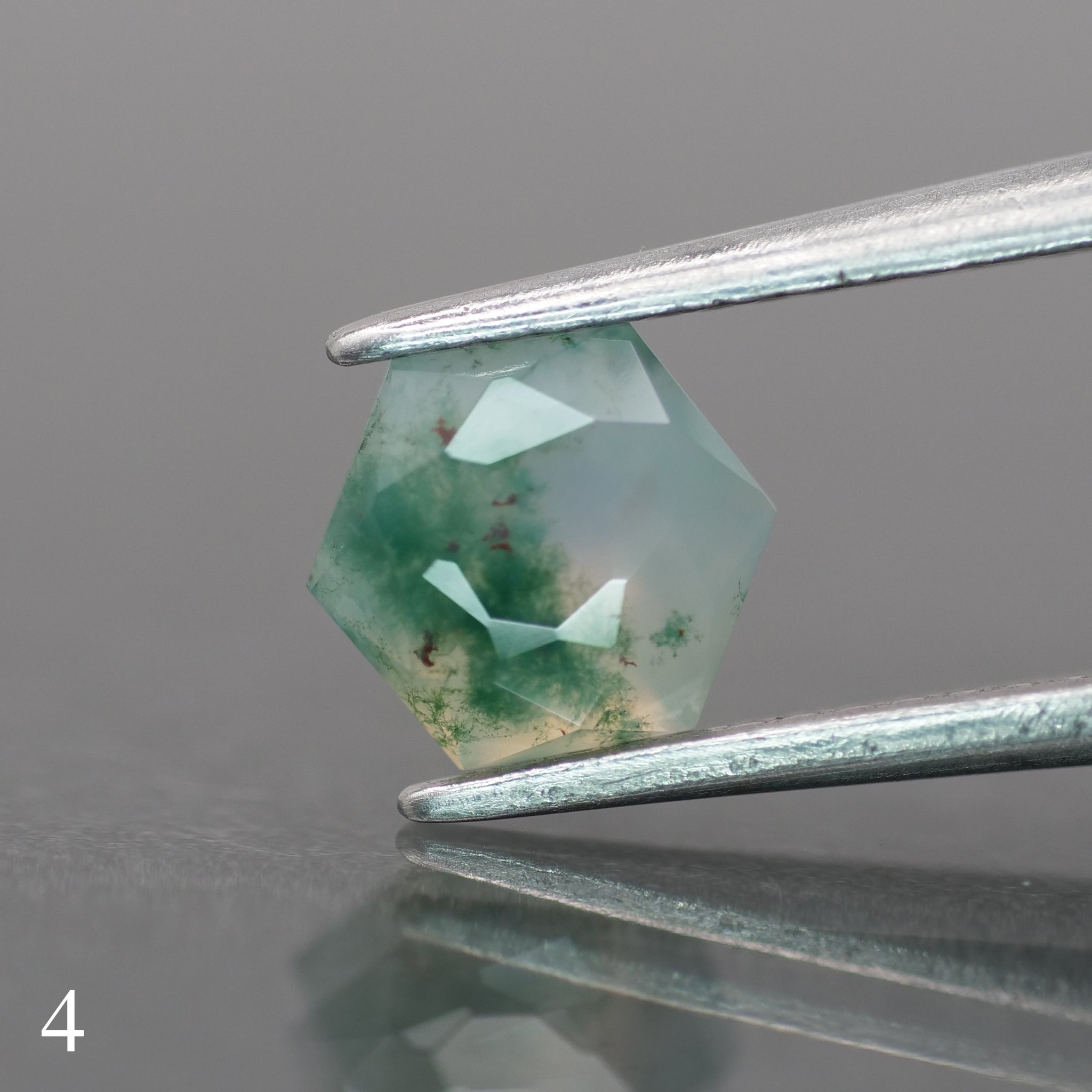 Moss agate | green color, hexagon-cut, 6mm, 1ct - choose yours