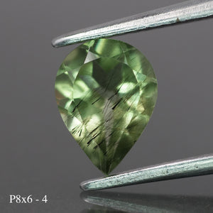 Rutile Peridot | natural, green color, pear-cut, 8x6mm, 1ct - choose yours