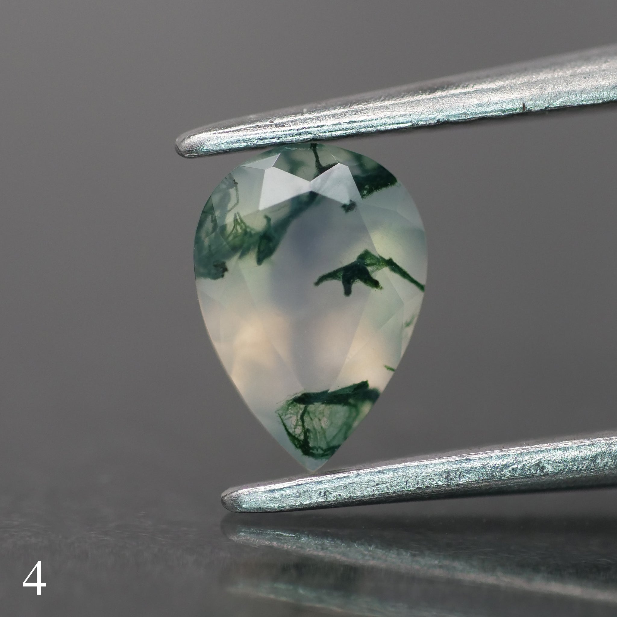 Moss agate | light green color, pear-cut, 7x5mm, 0.65ct - choose yours