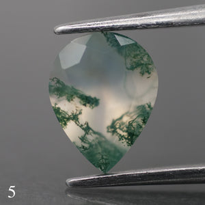 Moss agate | green color, pear-cut, 9x7mm, 1.2ct - choose yours